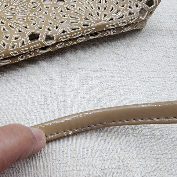 Buco Women's Laser Cut Patent Leather Floral Design Shoulder Bag - Picture 8 of 8